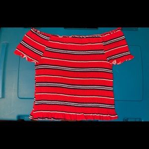 Red, white, and blue, off shoulder top